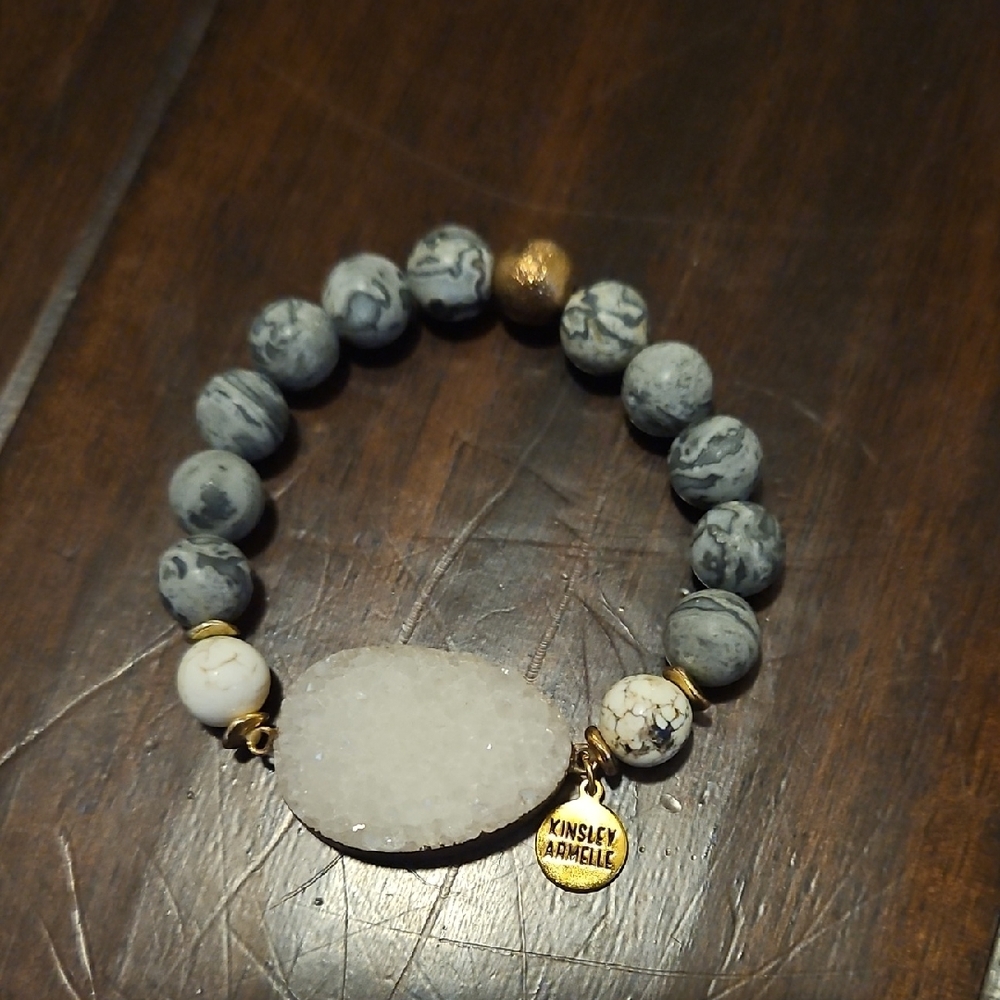 Kinsley Armelle Gray and Gold Stone Bracelet
